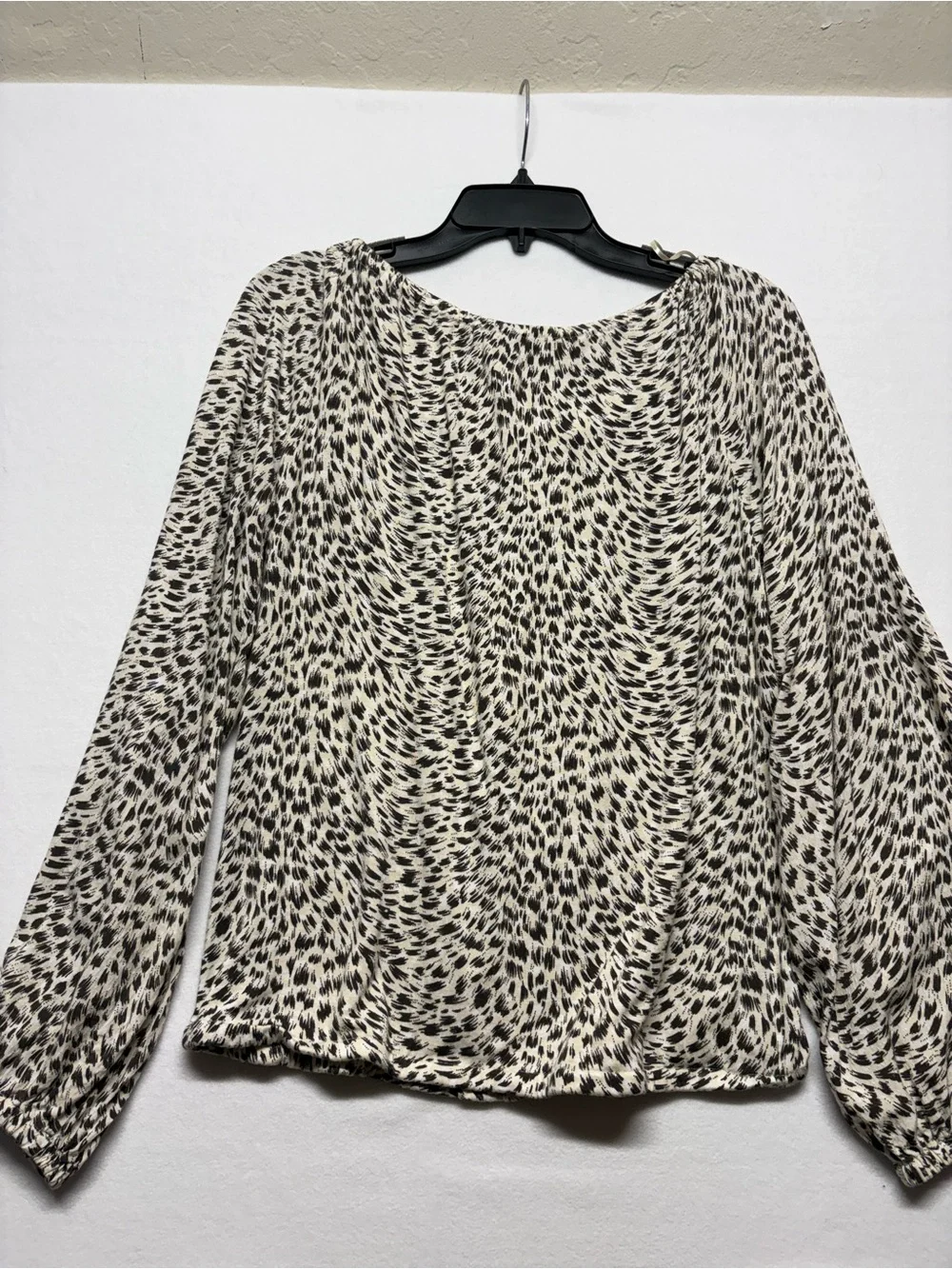 Anthropologie Cascais Top Size Medium Animal Print Neutral Off The Shoulder